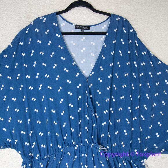 Eloquii blue romper white geometric print, women plus size 22 - Picture 4 of 14